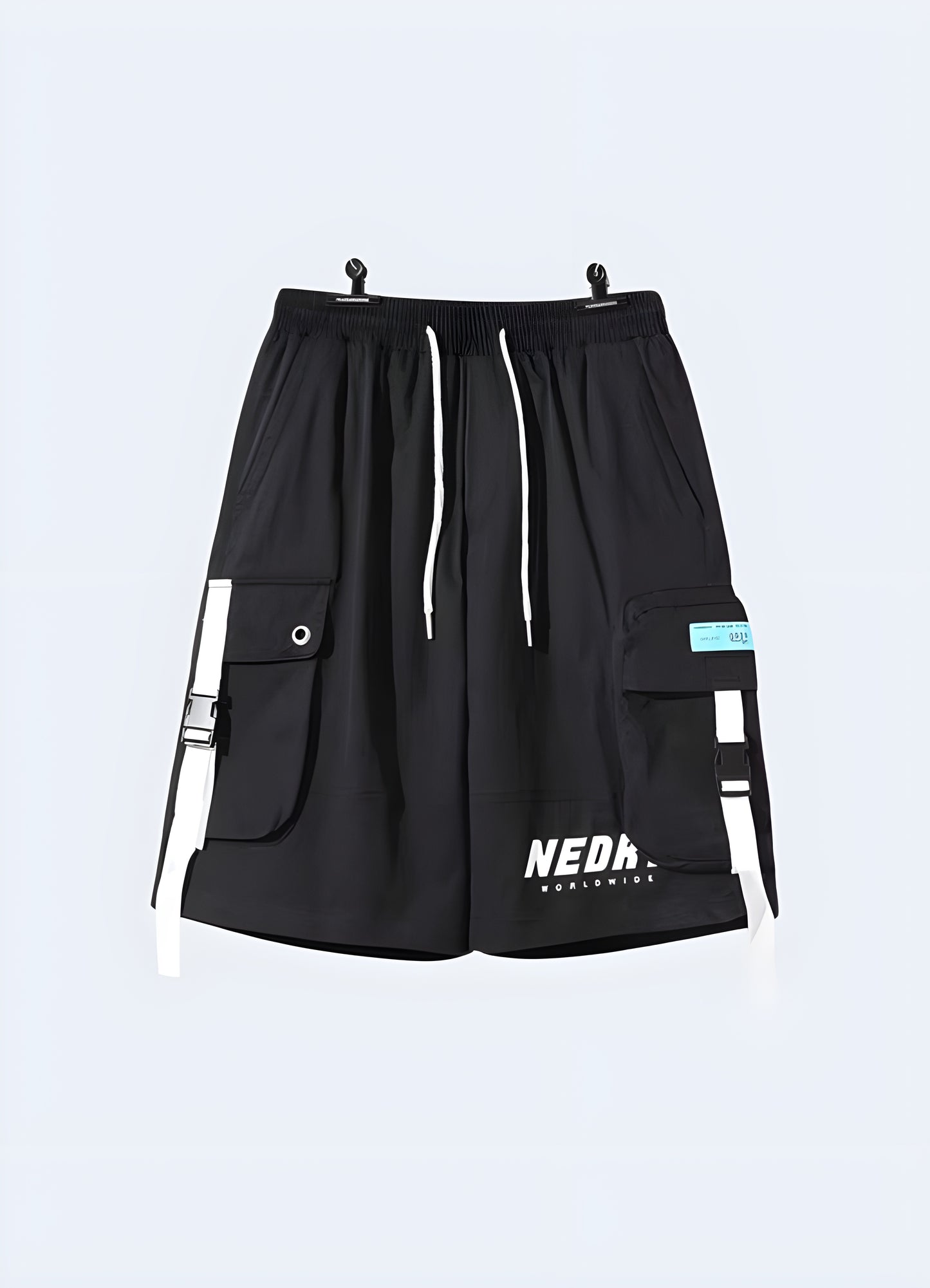 Stand out with these trendy black and white cargo shorts, perfect for a casual urban look. Designed for comfort and practicality, they feature multiple pockets for everyday use.
