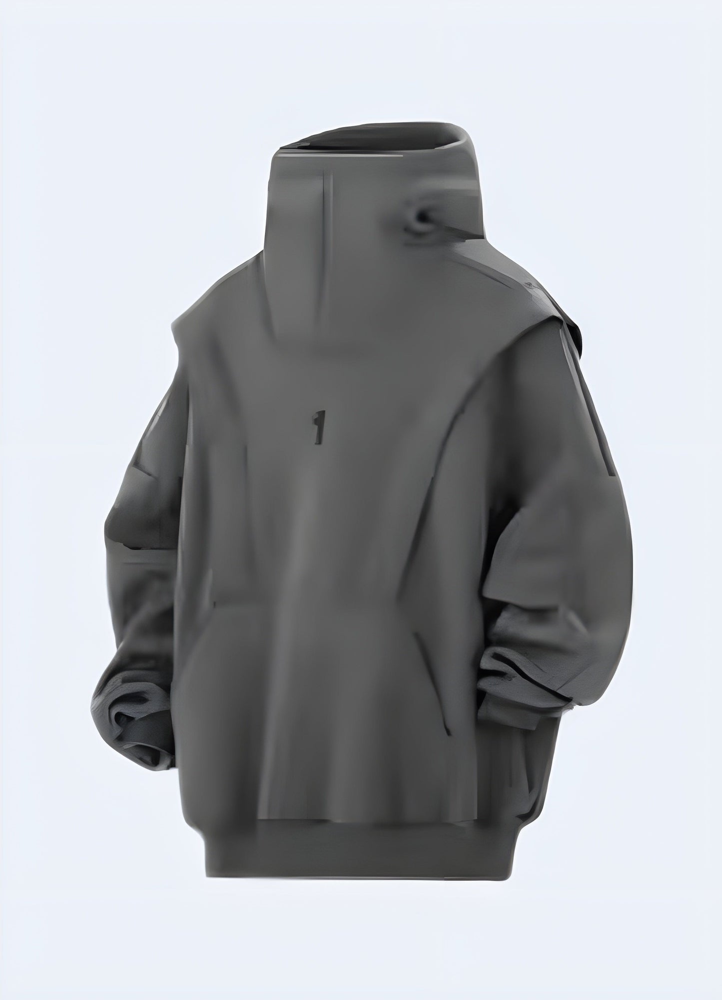 Front view of a fashionable grey Harajuku hoodie, ideal for those seeking a bold and trendy look in the UK.