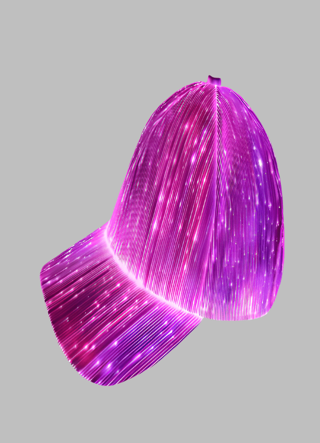 Man wearing a LED corduroy cap, showcasing the side view and sleek design, UK. A perfect accessory for urban street style and night-time activities.