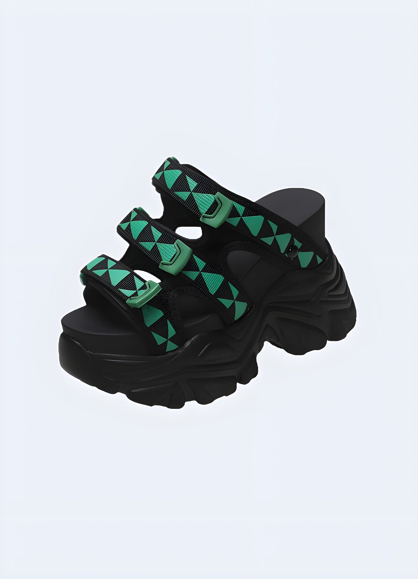 Front and side view of summer chunky sandals, showcasing the eye-catching design, quality materials, and on-trend appeal perfect for making a stylish impression during the warm months.