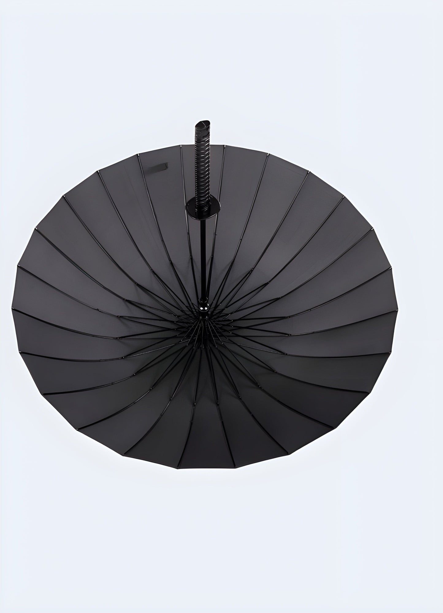 Front view of a techwear katana umbrella with 24 ribs, available in the UK.