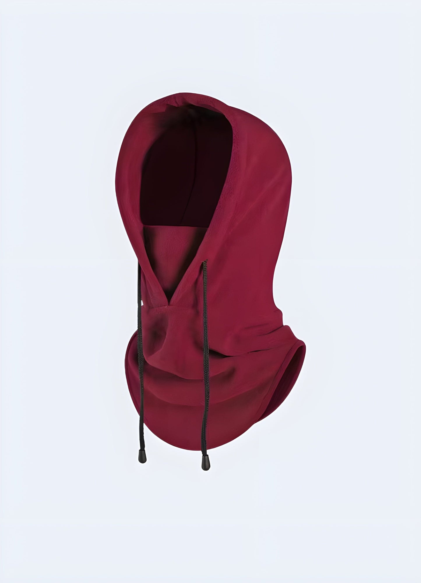 Claret techwear neck warmer, combining a bold color with practical design for techwear enthusiasts in the UK.