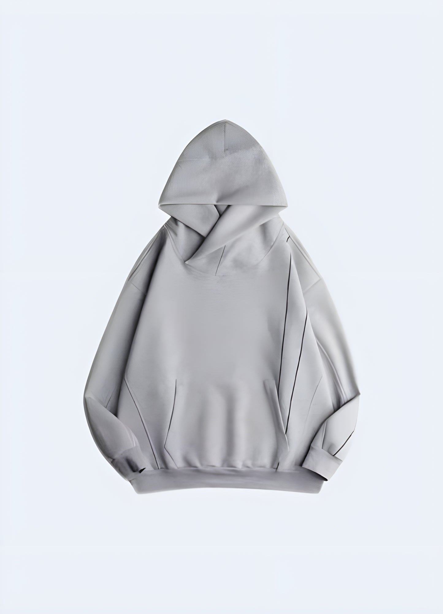 Front side view of an oversized techwear women's hoodie in the UK.
