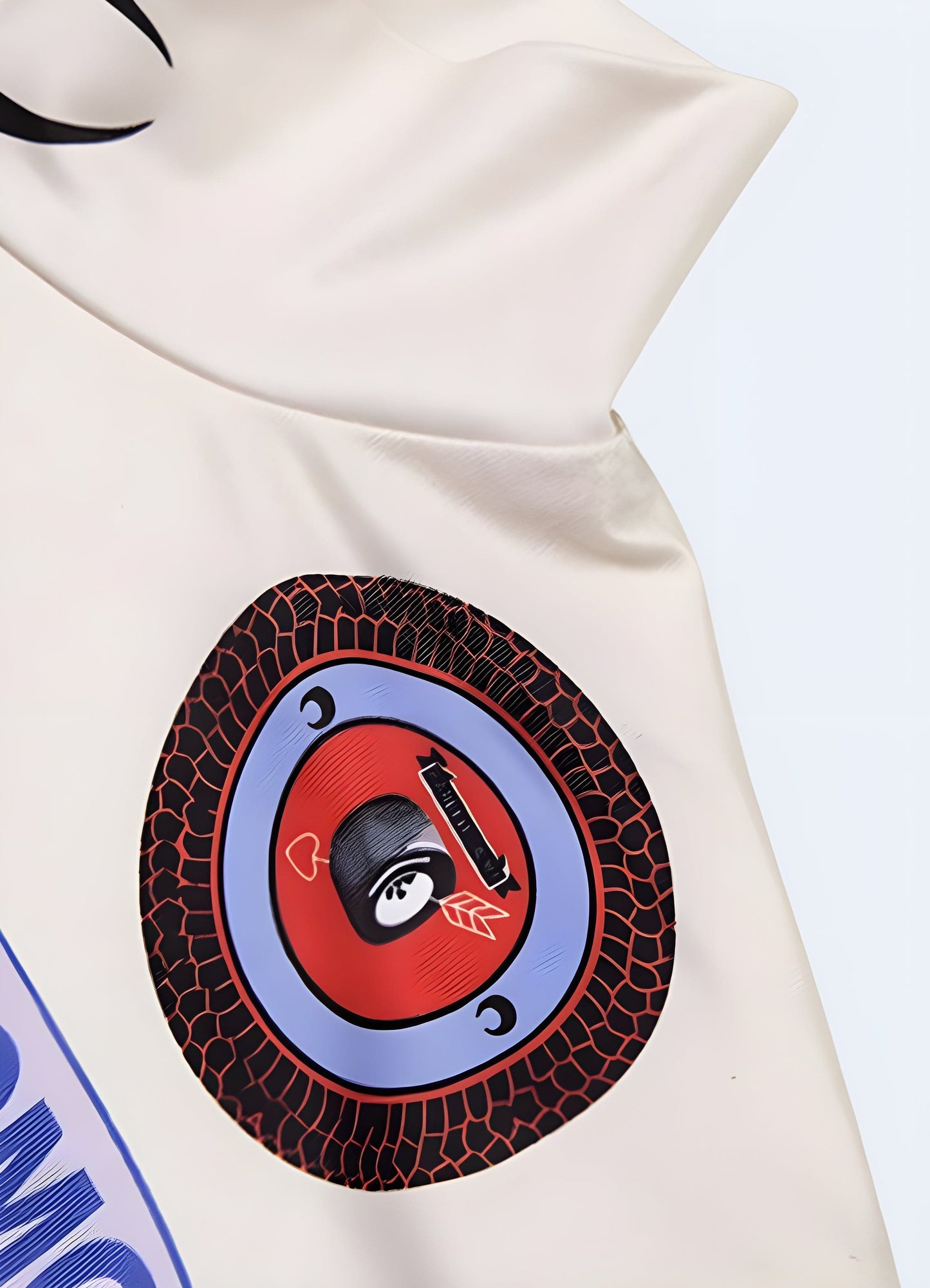 A close-up front view of a woman sporting a revolutionary, UK-designed high-tech bodysuit, highlighting the intricate details and sophisticated technology integrated into the futuristic wearable device.