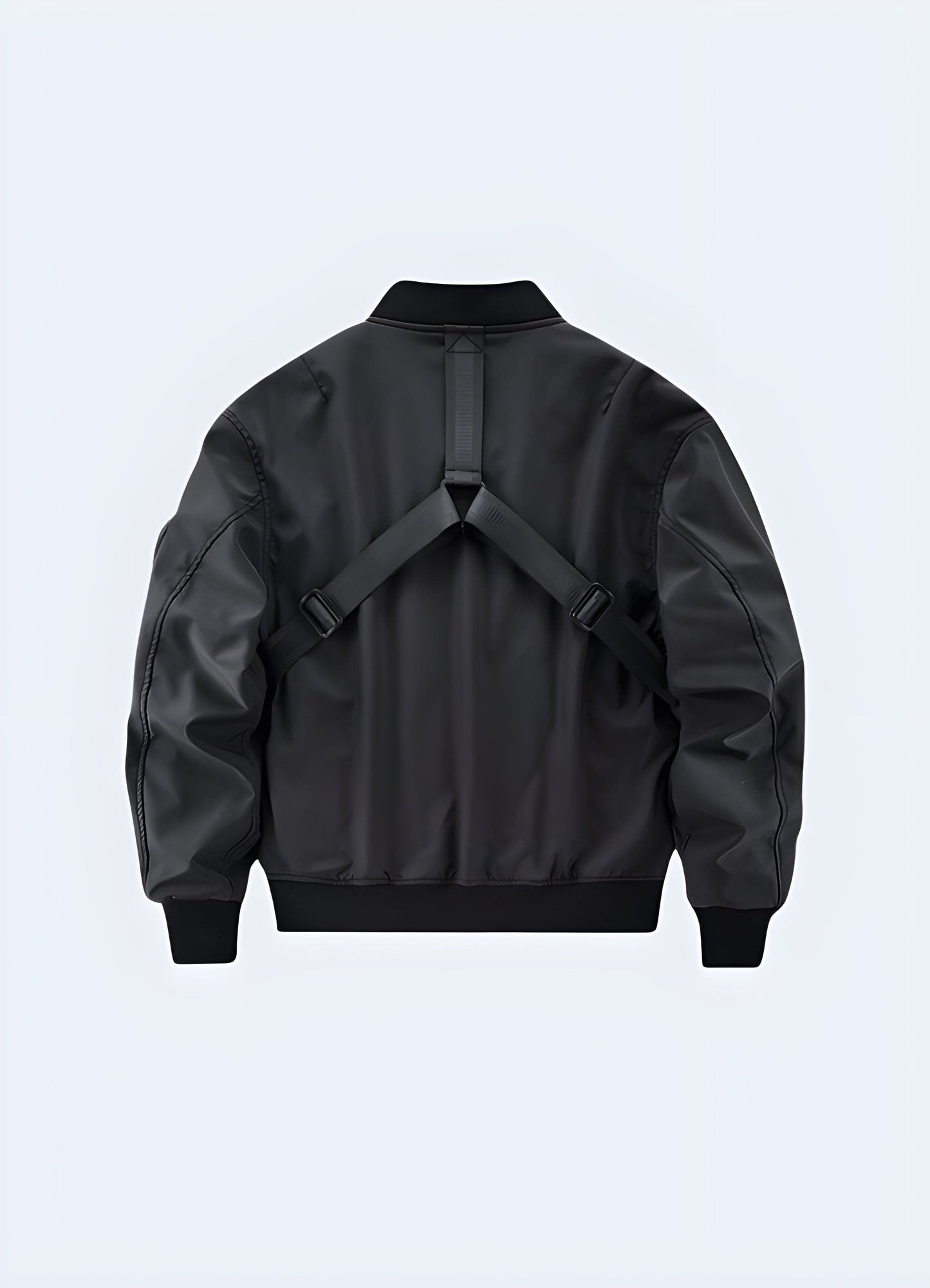 Futuristic warcore parka jacket, back view, showcasing its cutting-edge design and durable construction, perfect for urban exploration and outdoor pursuits in the UK.