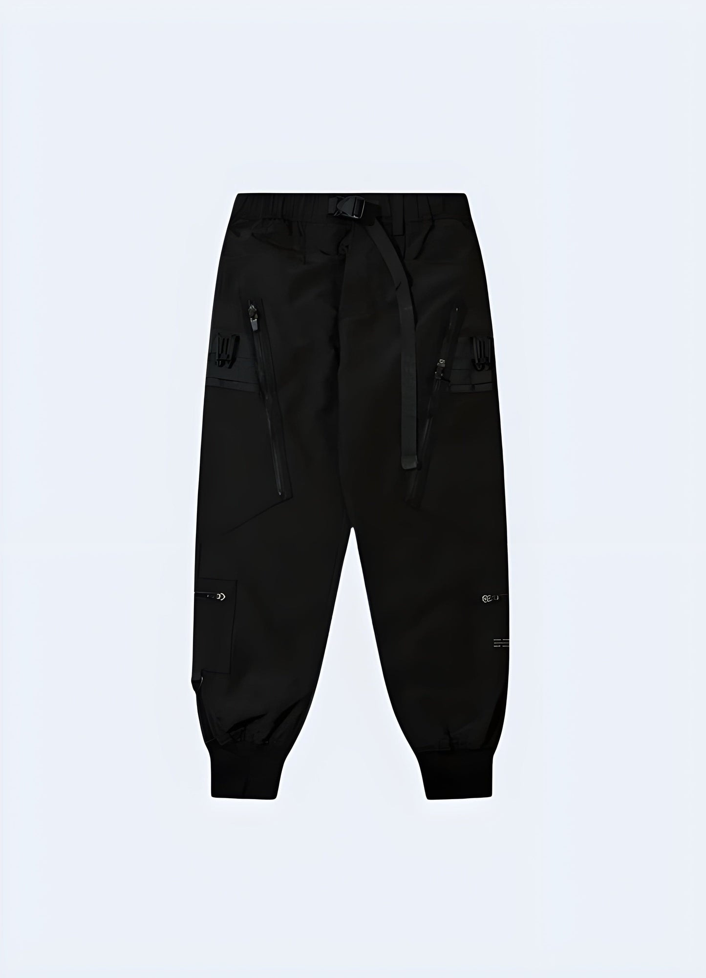 Front view of fashionable Japanese streetwear pants, highlighting the innovative design and attention to detail, a must-have for UK streetwear enthusiasts looking to elevate their wardrobe.