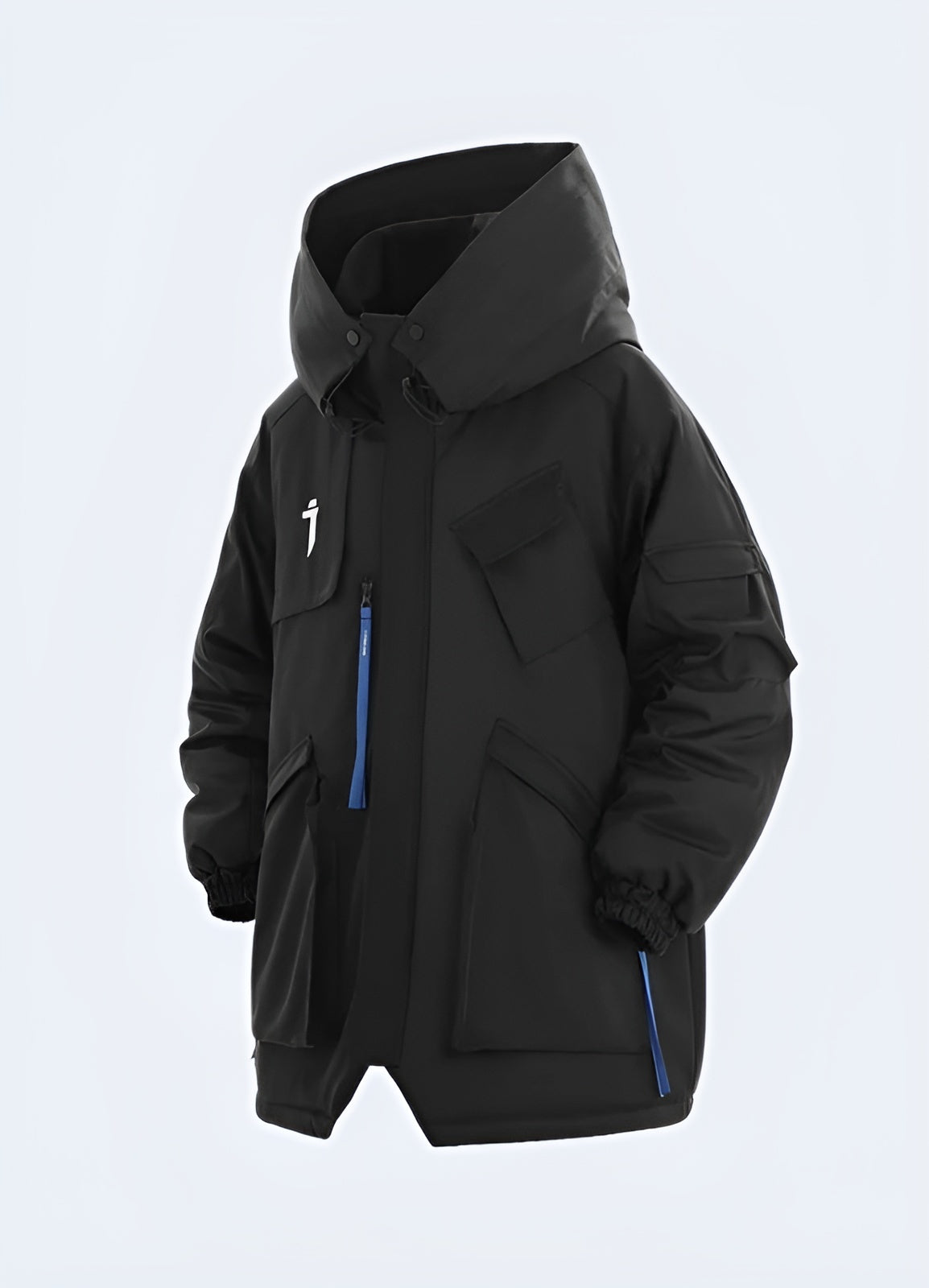 Front view of an Enshadower jacket with zippered pockets, showcasing its clean lines, modern design, and functional features, perfect for UK consumers seeking a stylish and practical outerwear option for various occasions.