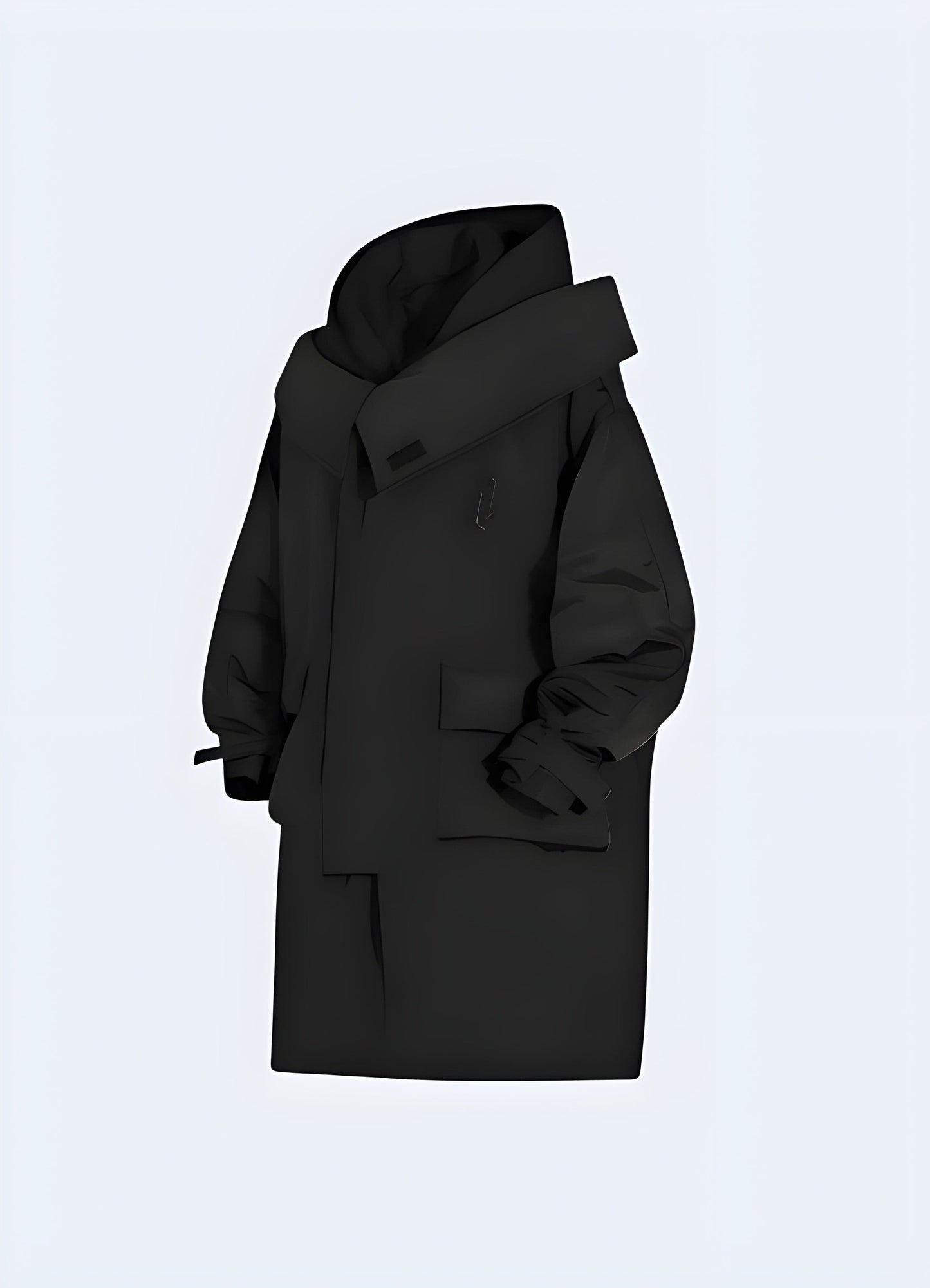 Side view of a techwear anorak featuring multiple zippered pockets, perfect for practical urban fashion in the UK.