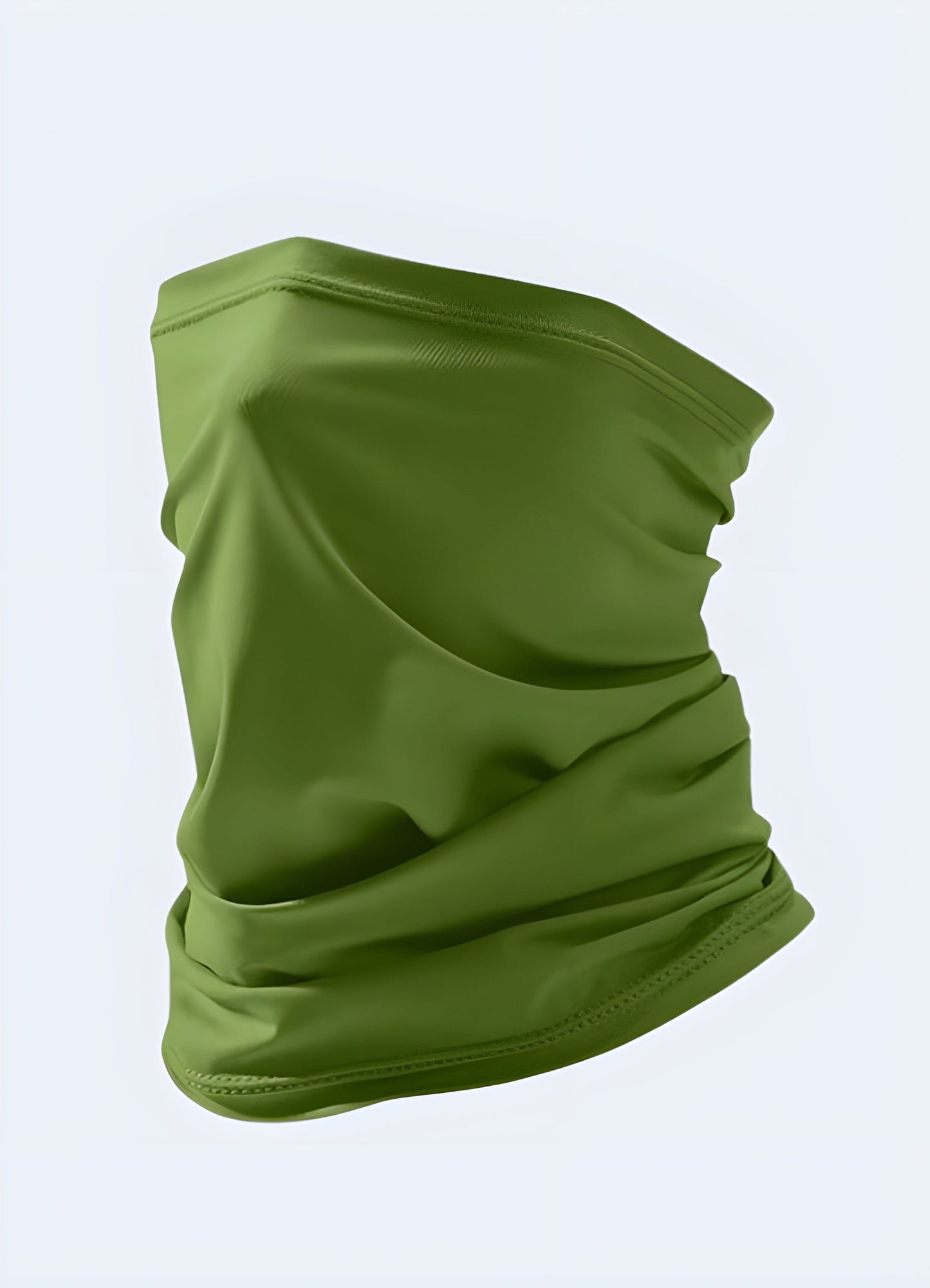 Light green half-face balaclava, front view, ideal for warmth and protection in the UK.