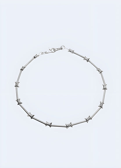 Barbed wire chain necklace available in the UK.