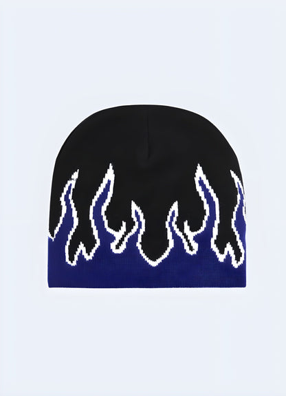  Add a touch of heat to your cold-weather wardrobe with the beanie with flames' embroidered design. 