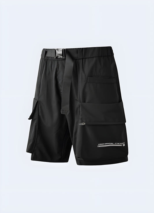 Versatile black cargo shorts for man, perfect for casual outings and outdoor adventures in the UK.