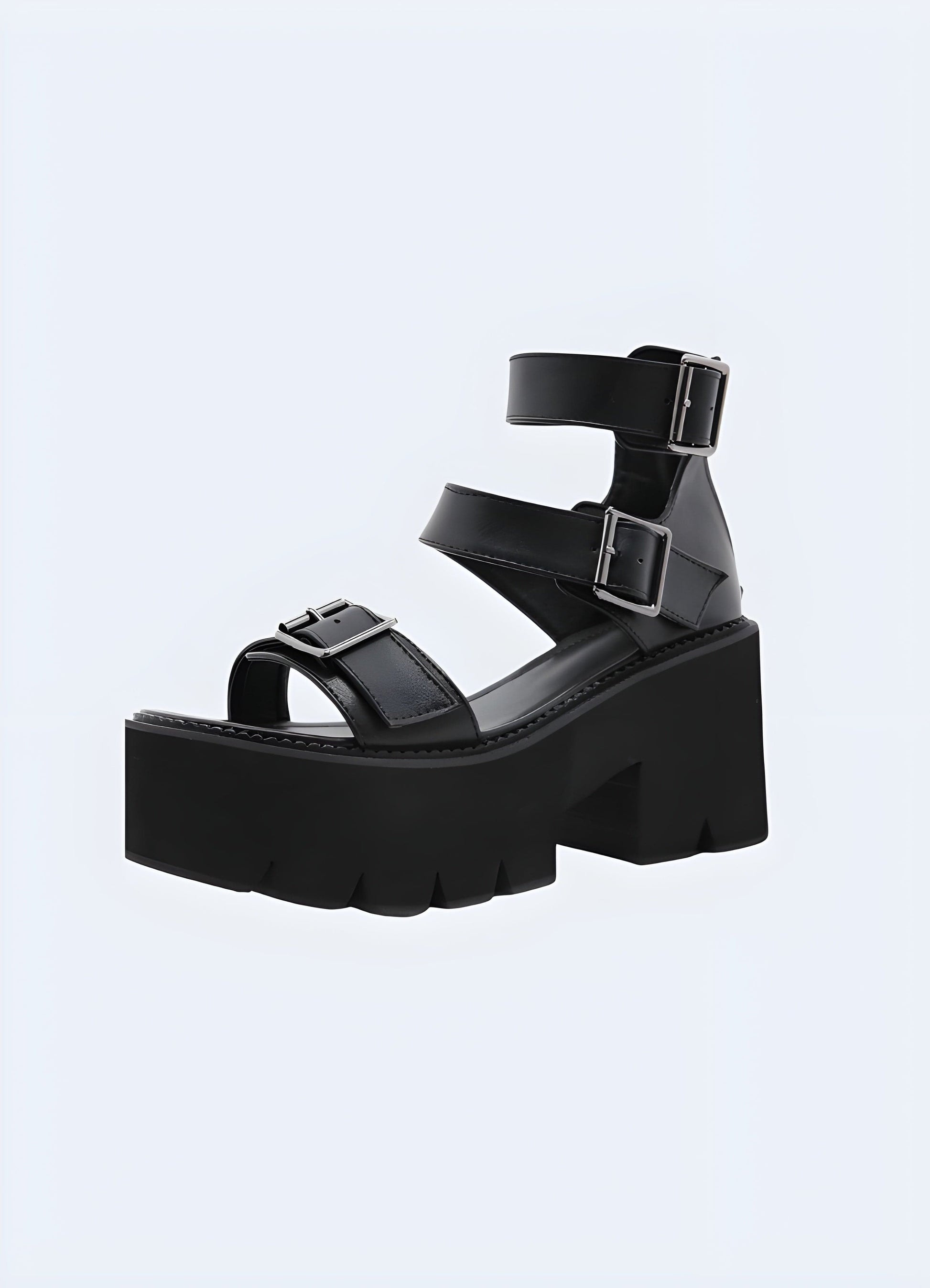 Black chunky heeled sandals offering a perfect blend of style and comfort, ideal for adding a bold and sophisticated touch to any outfit.