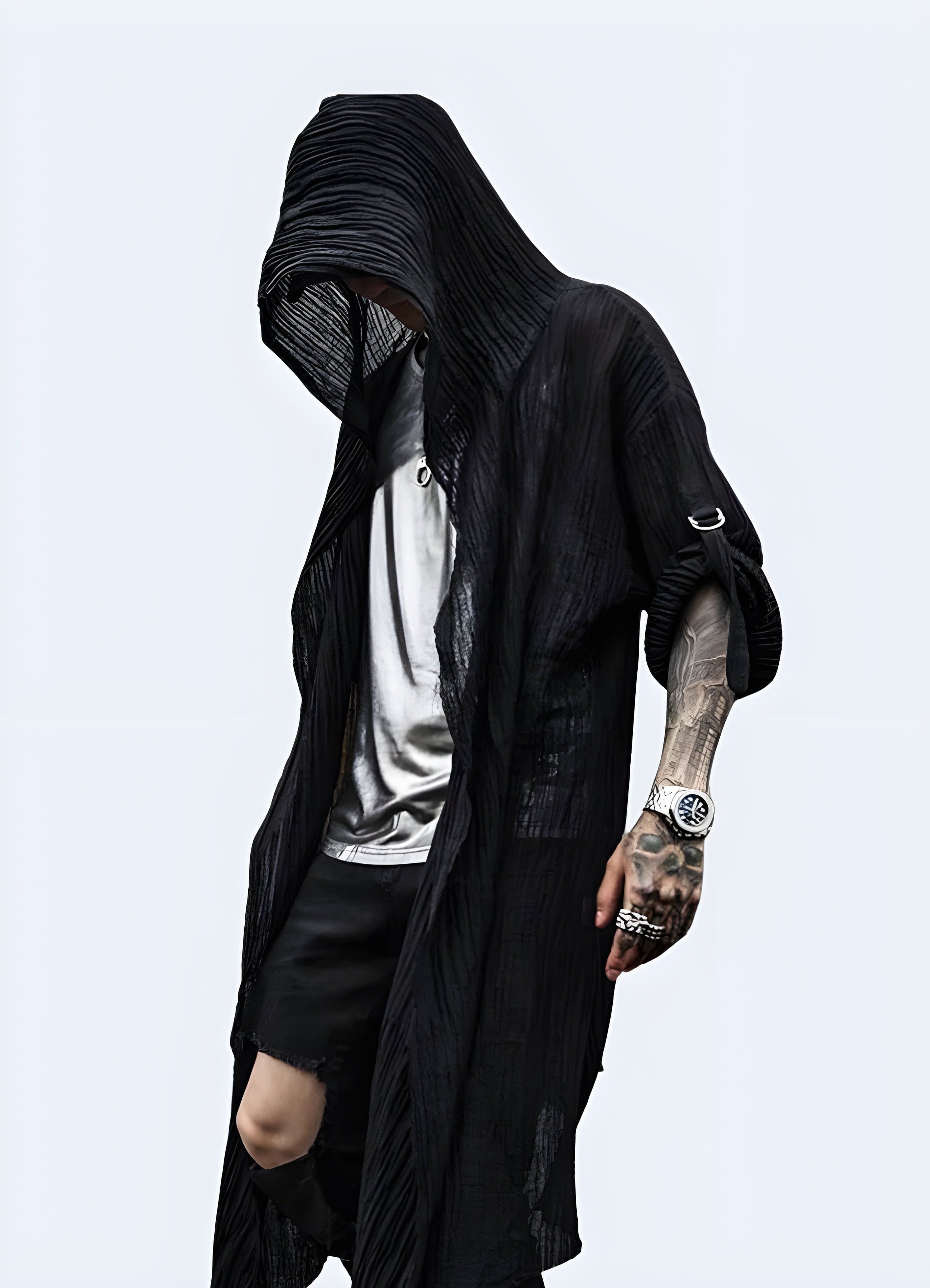 Black Cloak With Hood Blackout Techwear UK