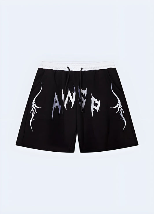 Edgy goth shorts for man, perfect for embracing the dark fashion aesthetic in the UK.