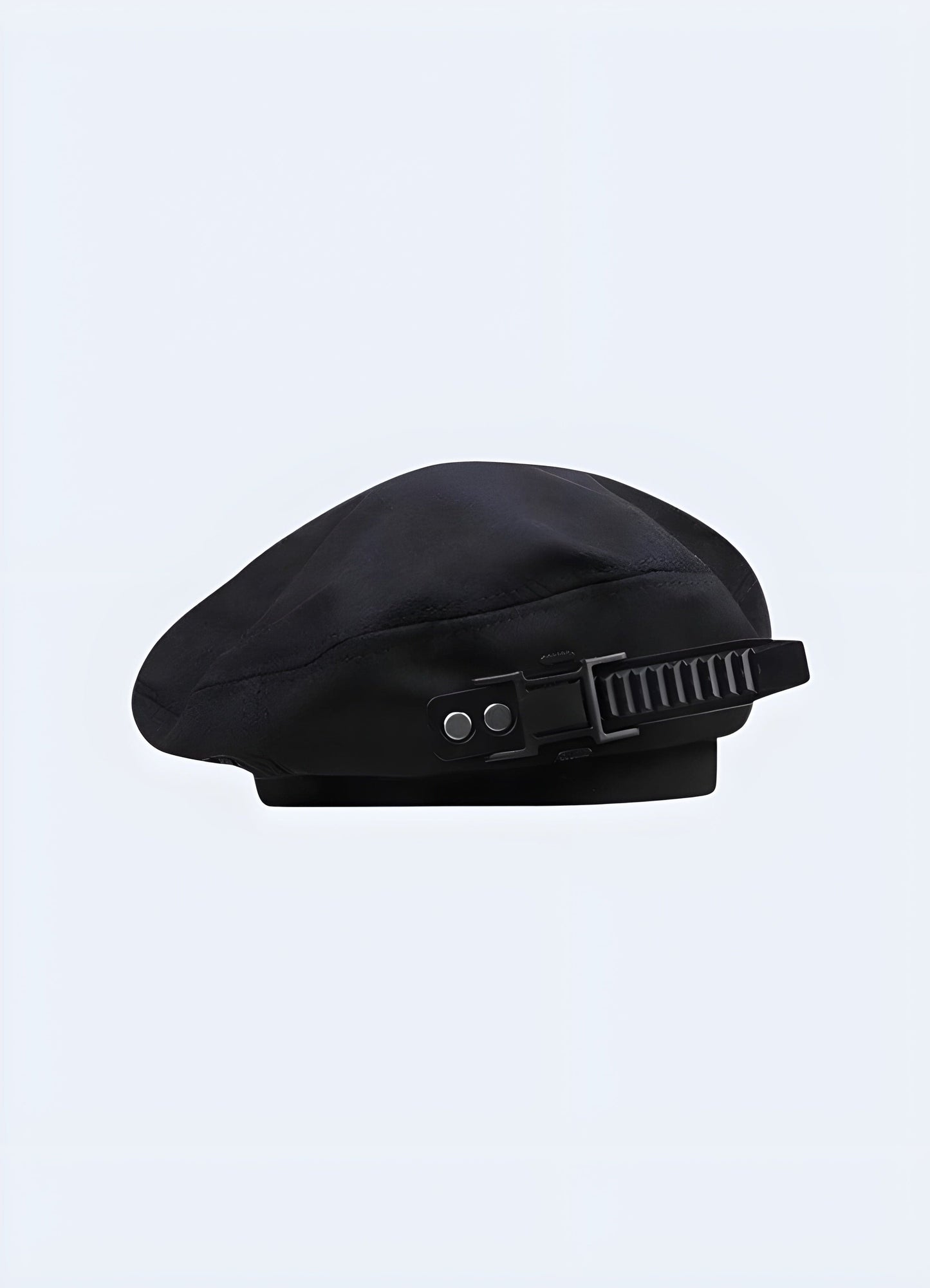 Black tactical beret on a plain background, ideal for UK tactical gear.