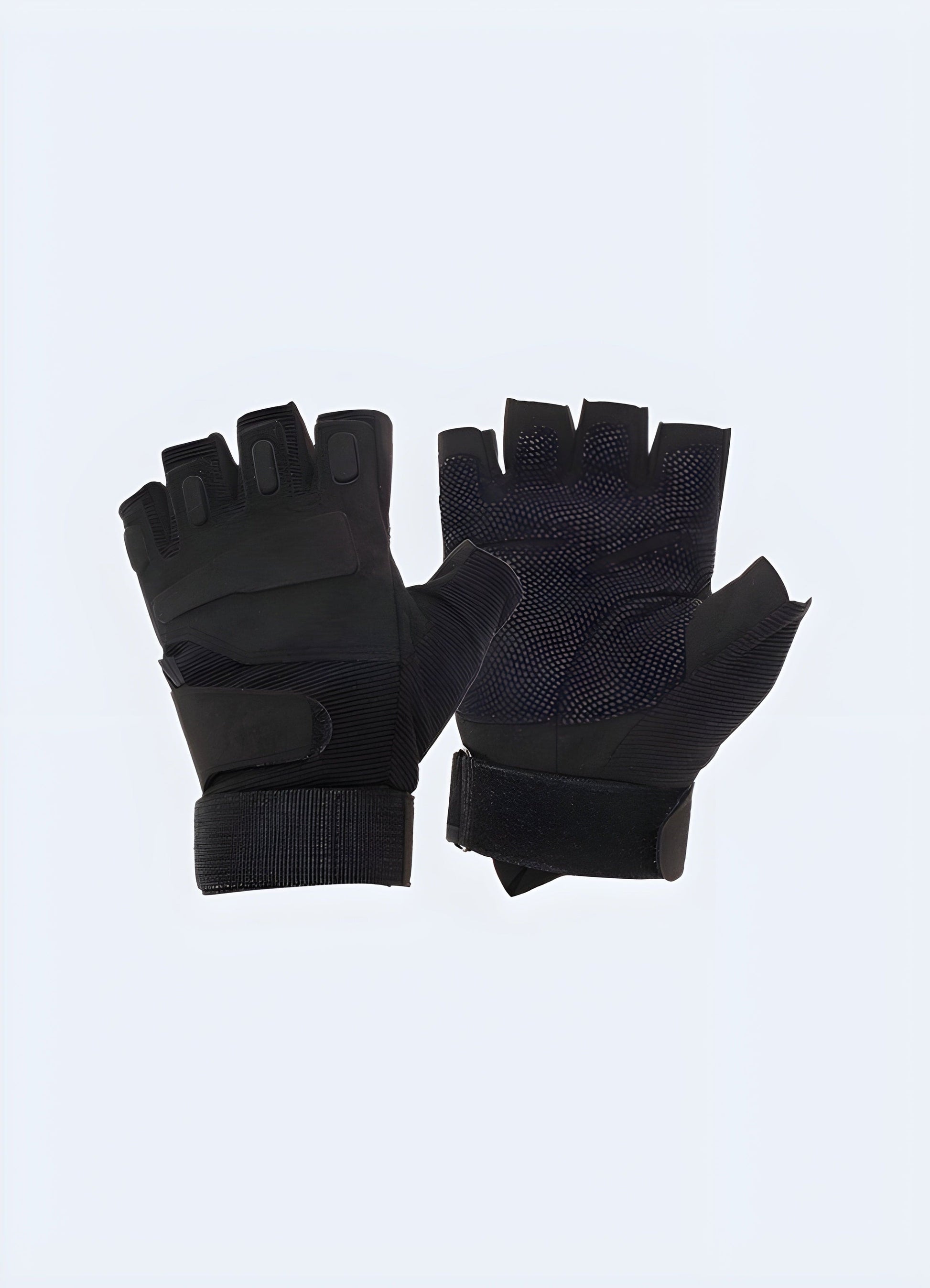 Black Tactical Fingerless Gloves