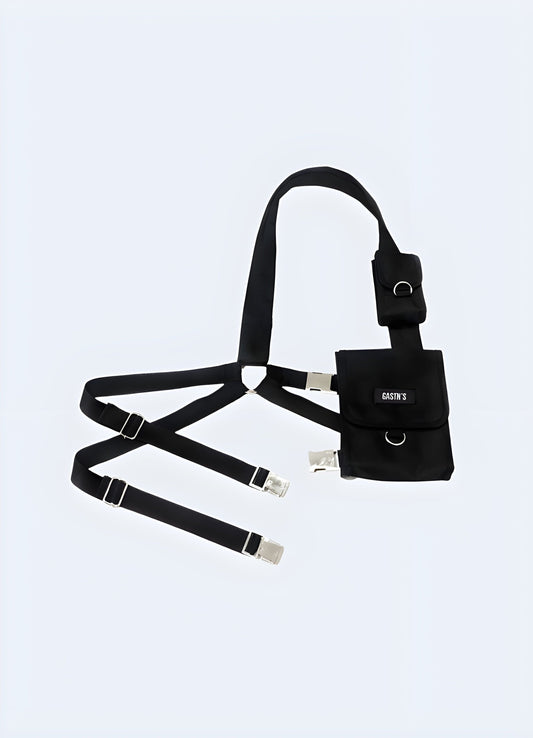 Chest harness bag, UK. Functional and stylish for everyday wear.