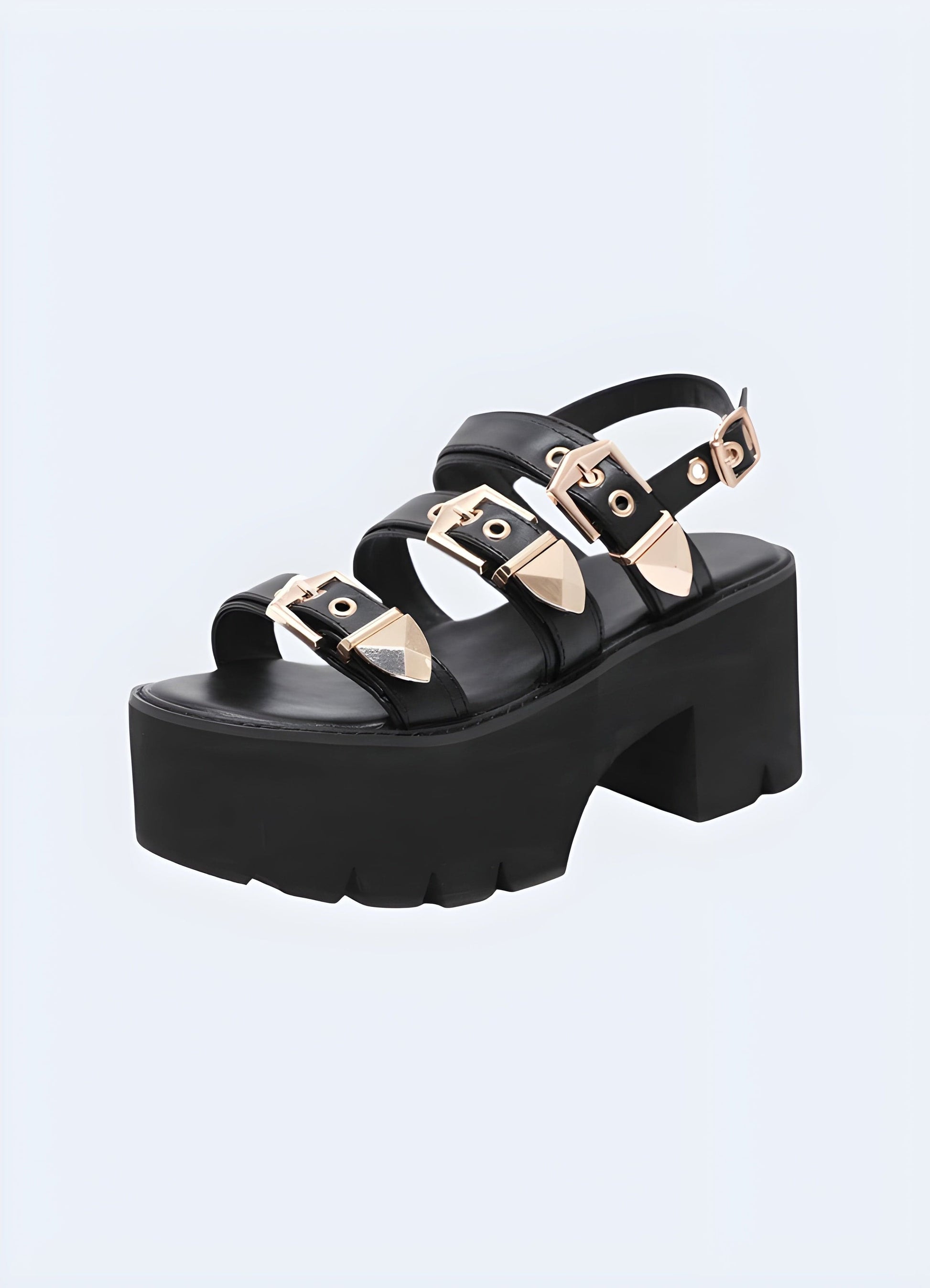 Chunky platform buckle sandals featuring a bold and trendy design with added height and a secure fastening, perfect for making a fashion statement while ensuring comfort and stability.