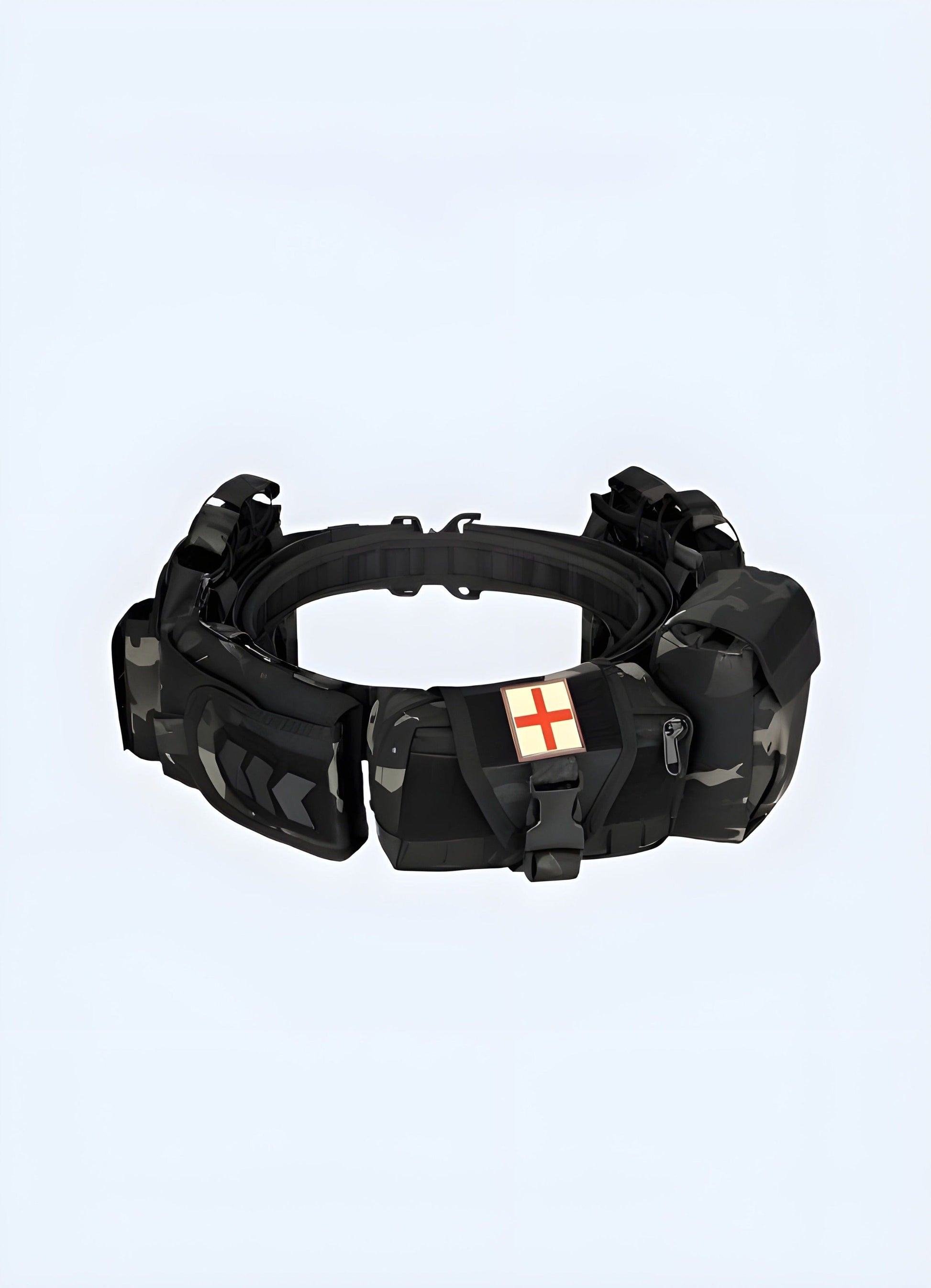 Side view of a cyberpunk belt with a futuristic style, featuring a sleek design inspired by UK urban aesthetics.