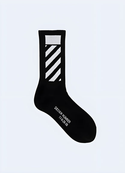 Cyberpunk-inspired socks with edgy designs and high-tech aesthetics, perfect for sci-fi fans and fashion-forward individuals in the UK.