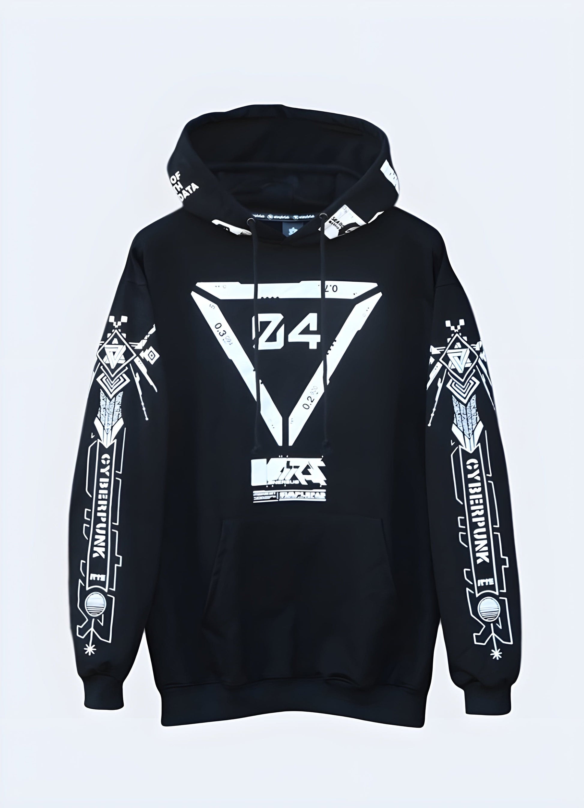 A stylish cyberpunk techwear hoodie for edgy urban fashion in the UK.