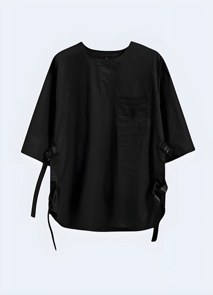 Front view of a darkwear loose shirt for women, highlighting its unique style and high-quality materials for those embracing the dark fashion subculture in the UK.