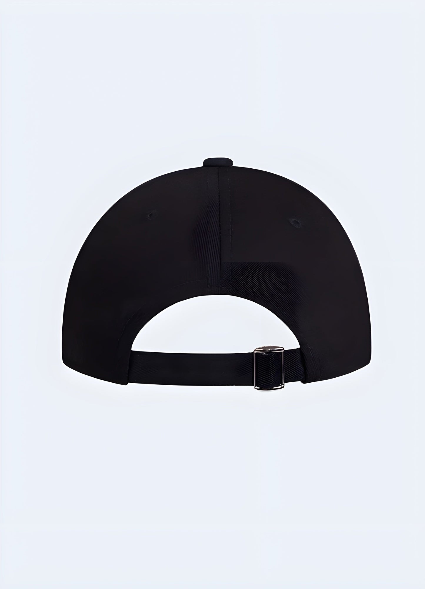 Black grunge techwear cap with rugged design, back view. Detailed and durable cap, showcasing a modern grunge aesthetic.