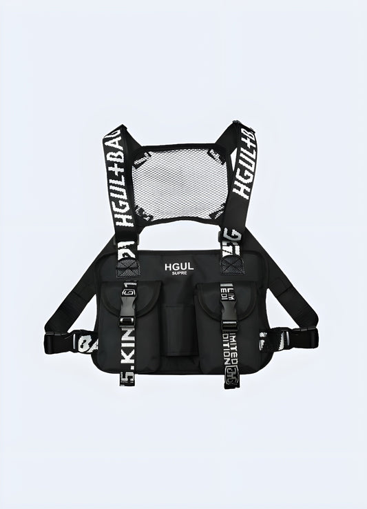 Hip-hop chest bag, UK. Trendy and functional streetwear.