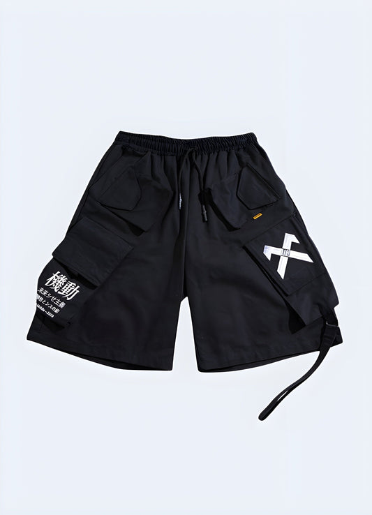 Unique Japanese streetwear shorts for man, bringing Tokyo fashion to the UK urban scene.