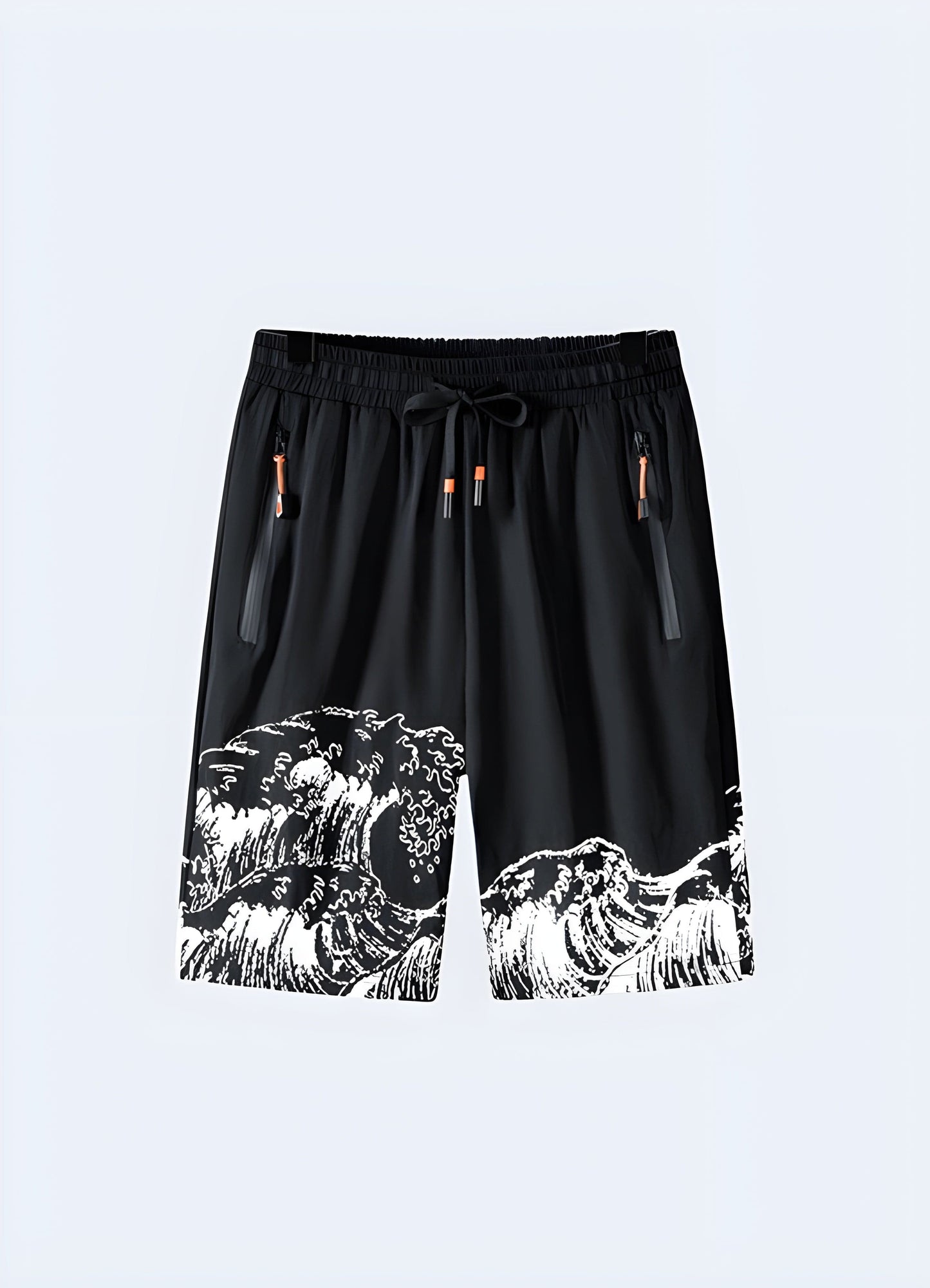 Stylish Japanese wave shorts for men, bringing the allure of traditional Japanese art to UK fashion.