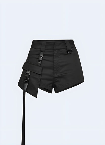 Stylish Korean techwear shorts for women, combining fashion and functionality.