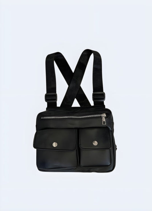 Leather chest bag, UK. Elegant and durable accessory.