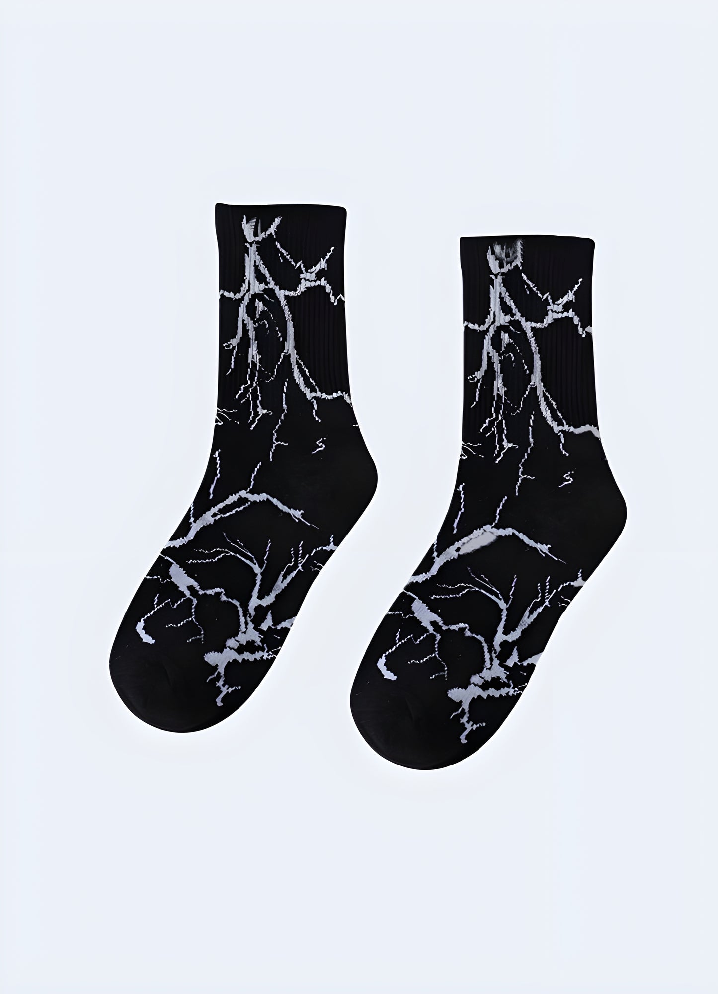 Electrifying socks featuring a vibrant lightning bolt pattern, perfect for adding a spark to your footwear collection.