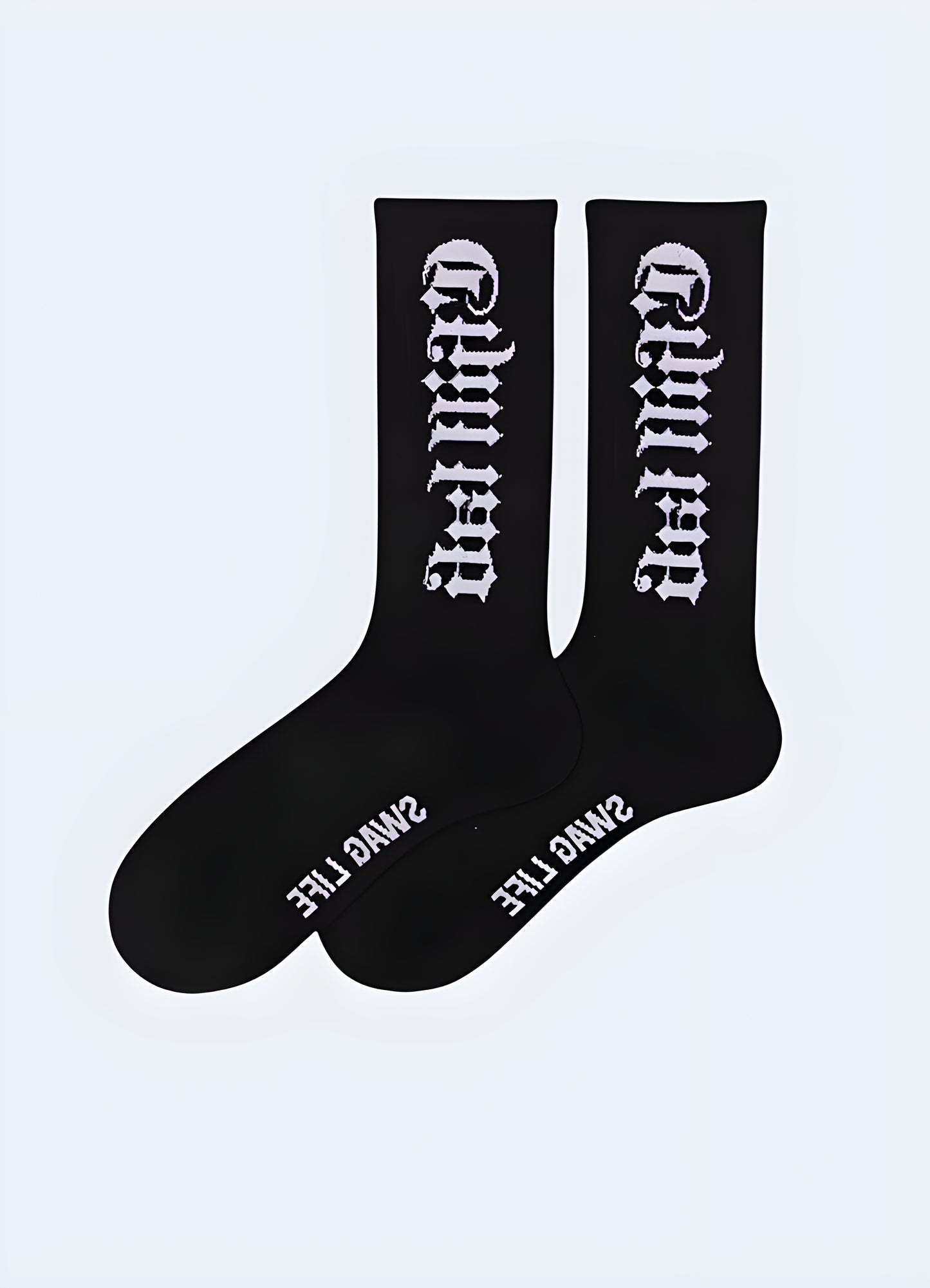 Long gothic socks with intricate designs, perfect for alternative fashion enthusiasts seeking a dark and edgy look in the UK.