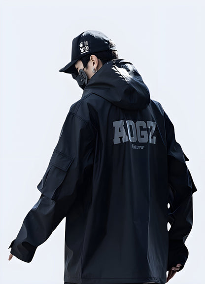 Back view of a man sporting a practical AOGZ windbreaker jacket, suitable for various outdoor pursuits in the UK.