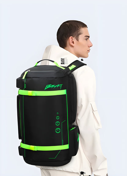 Cyberpunk bag removable shoulder strap futuristic tech bag UK.