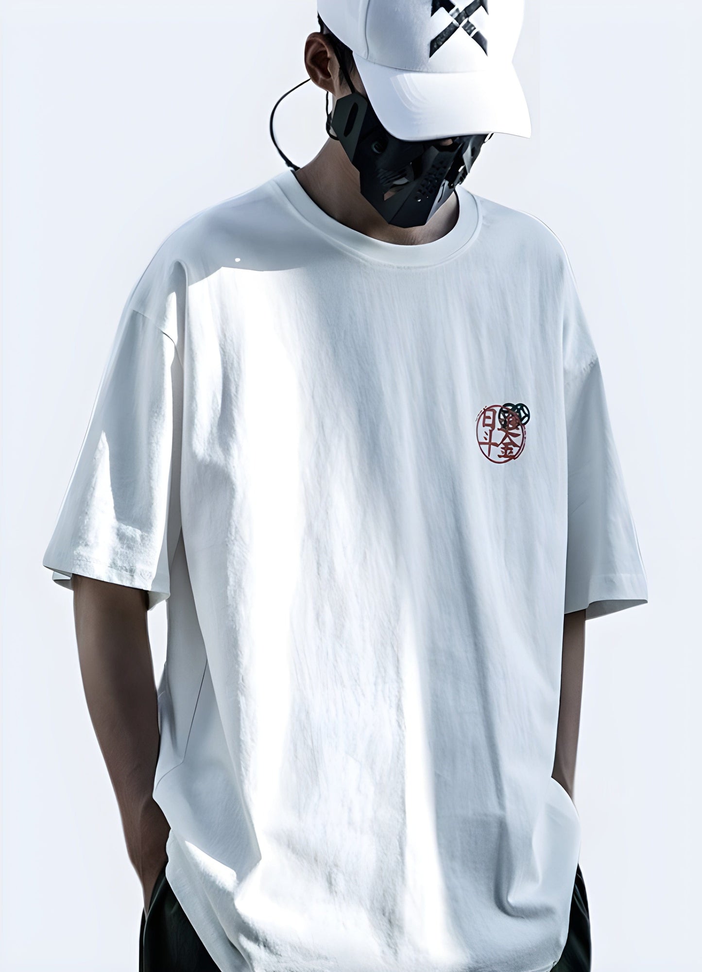 Front view of a model wearing a Korean oversized shirt, highlighting its fashionable style and versatile design for various occasions in the UK.