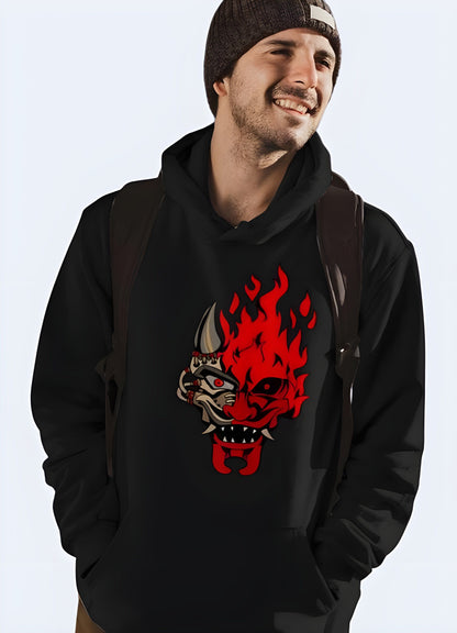 Unique oni sweatshirt with a bold Japanese demon design, perfect for making a statement in the UK.