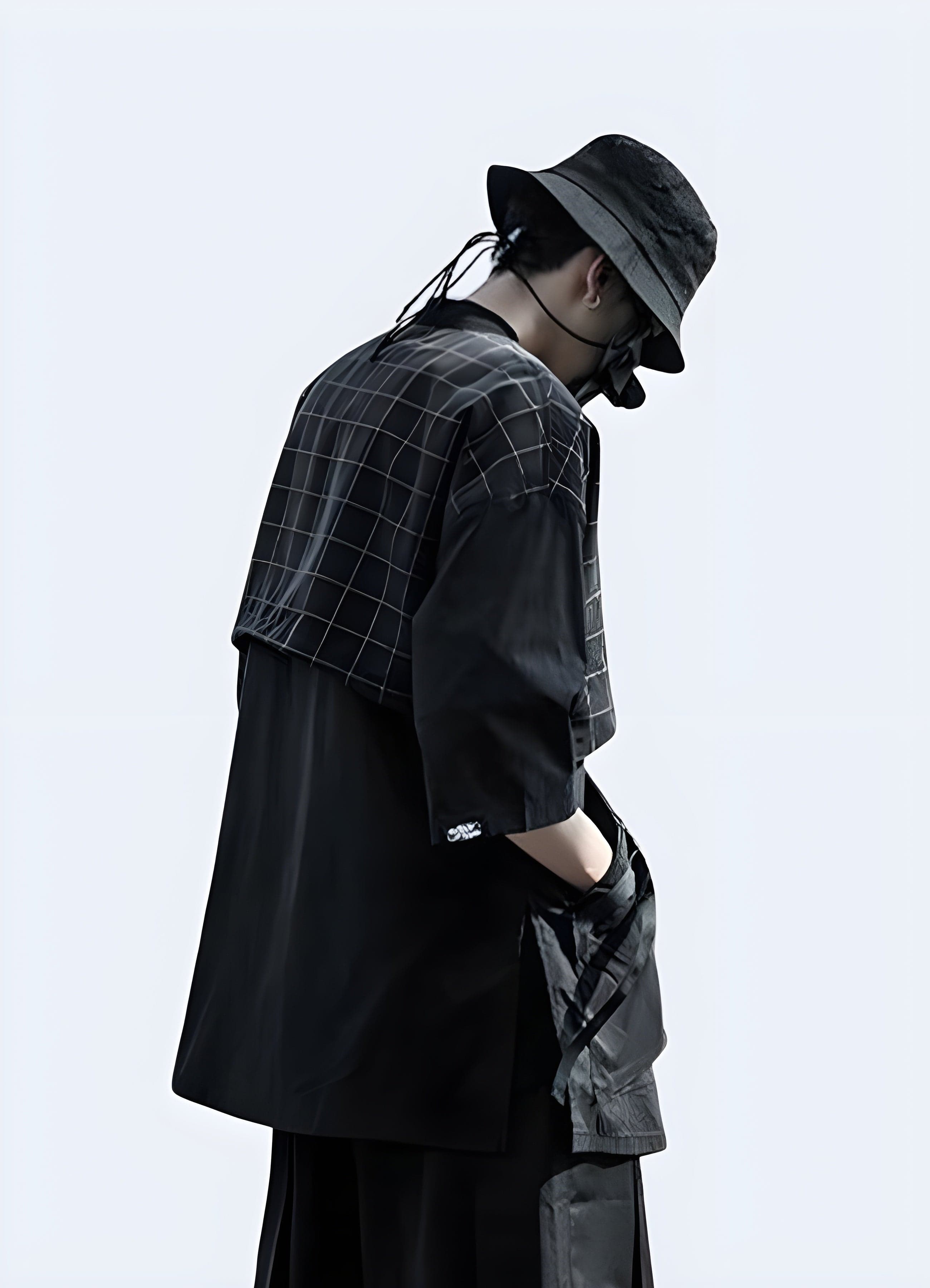 Traditional Black Japanese Kimono Blackout Techwear UK