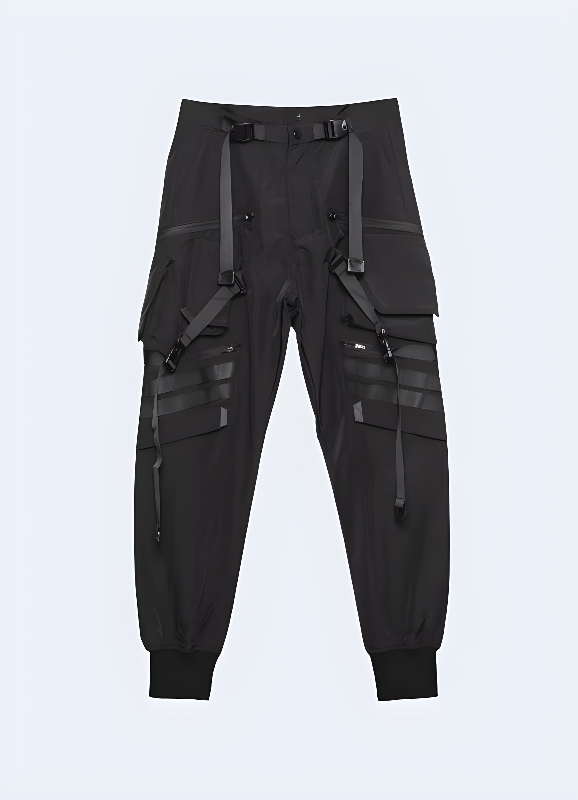 Futuristic pants, front view, modern and stylish design, available in the UK