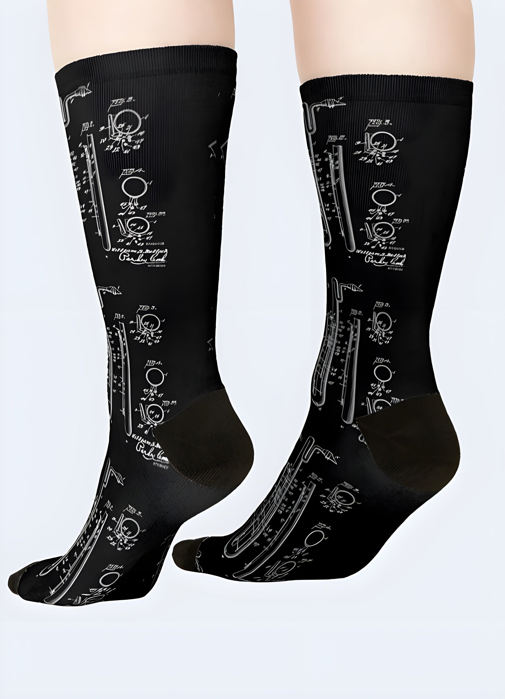 Back and side view of men wearing robotics socks, showcasing the intricate circuitry patterns and innovative style that appeals to UK consumers passionate about technology.