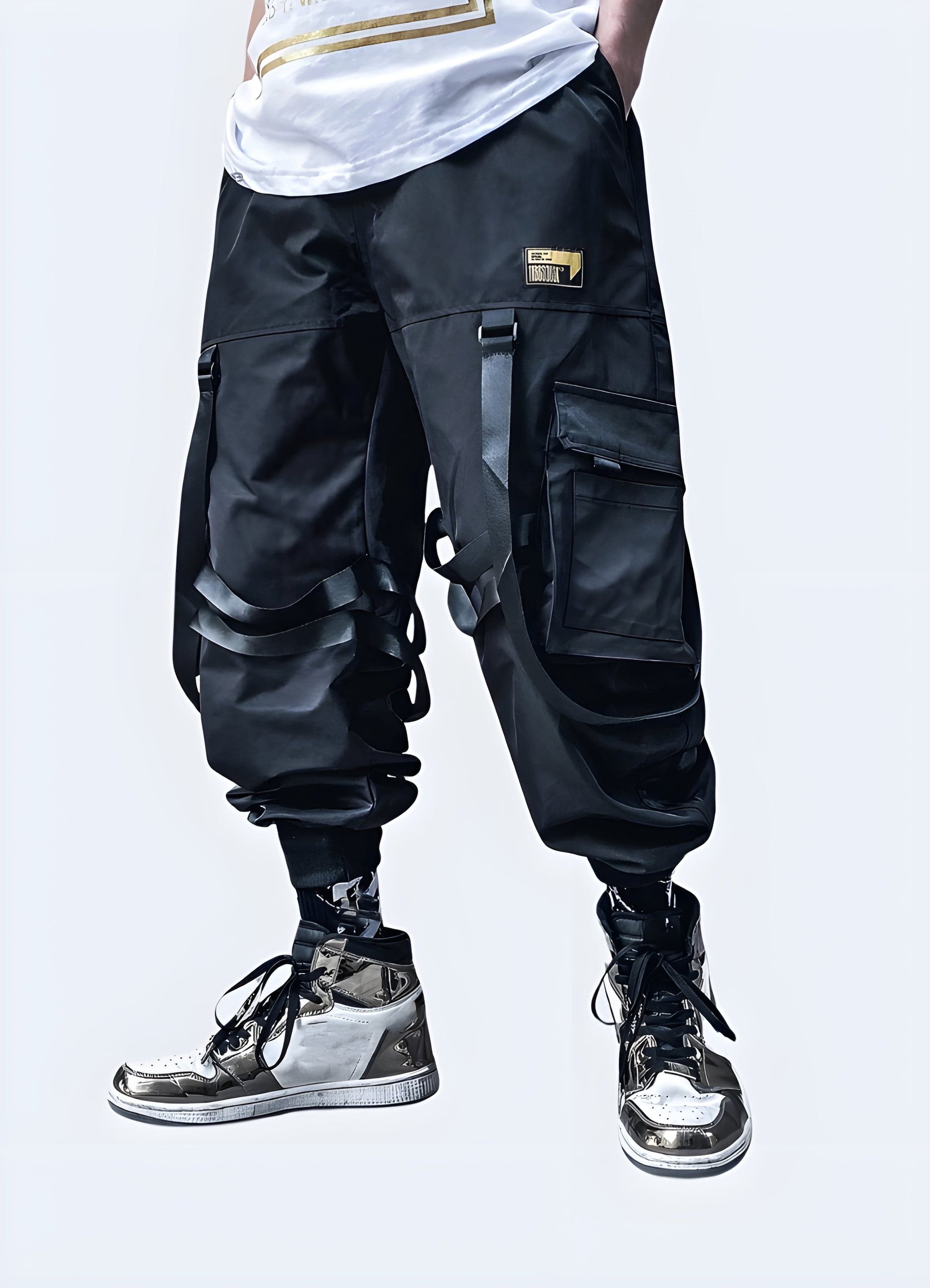 Stylish ninja cargo pants available in the UK, featuring a sleek black design with multiple pockets for a modern, tactical look inspired by traditional ninja garments.