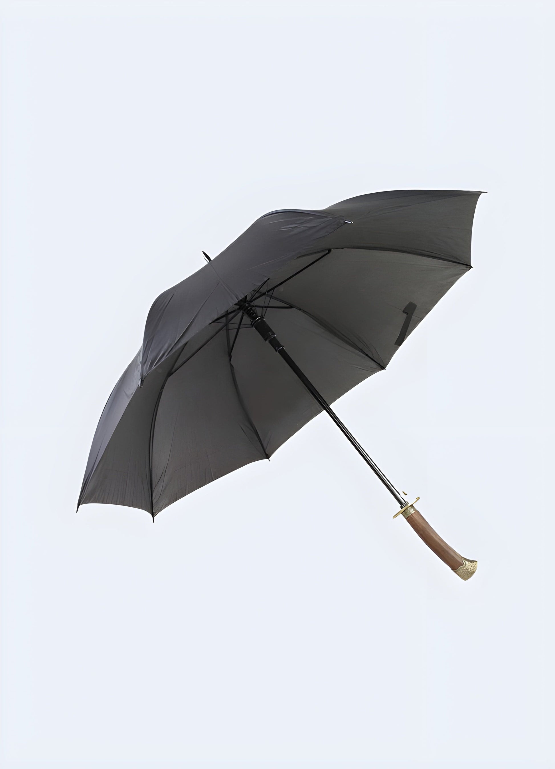 Front view of a ninja sword umbrella with 8 ribs, highlighting its sleek design and structure, available in the UK.