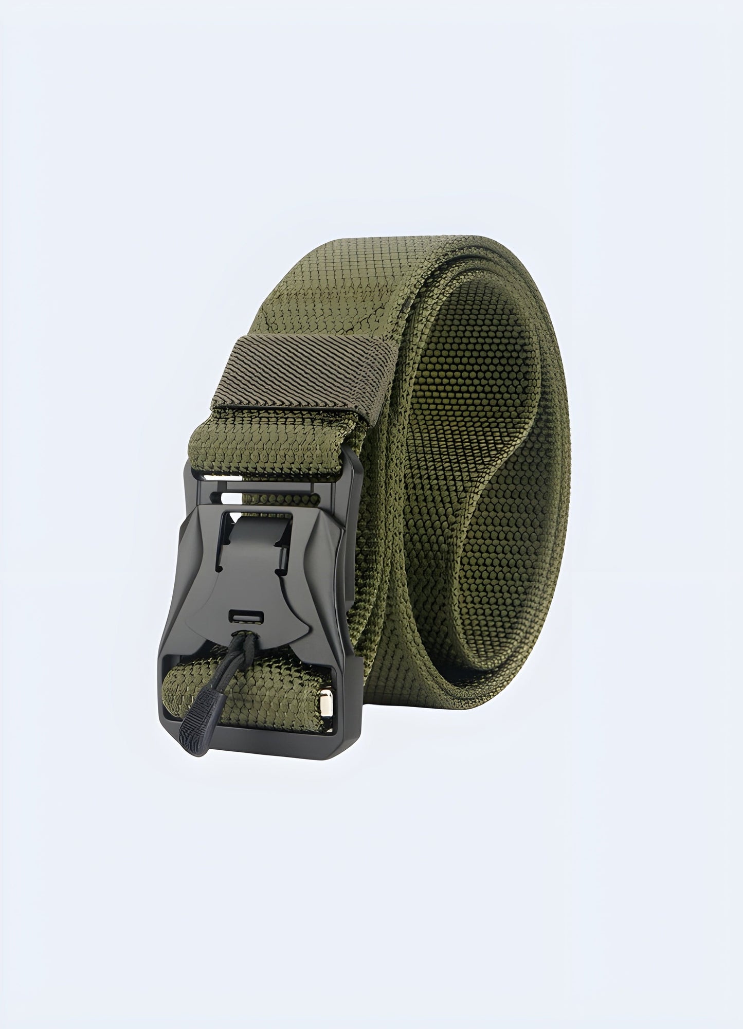 Streetwear urban belt style green pattern front view UK.