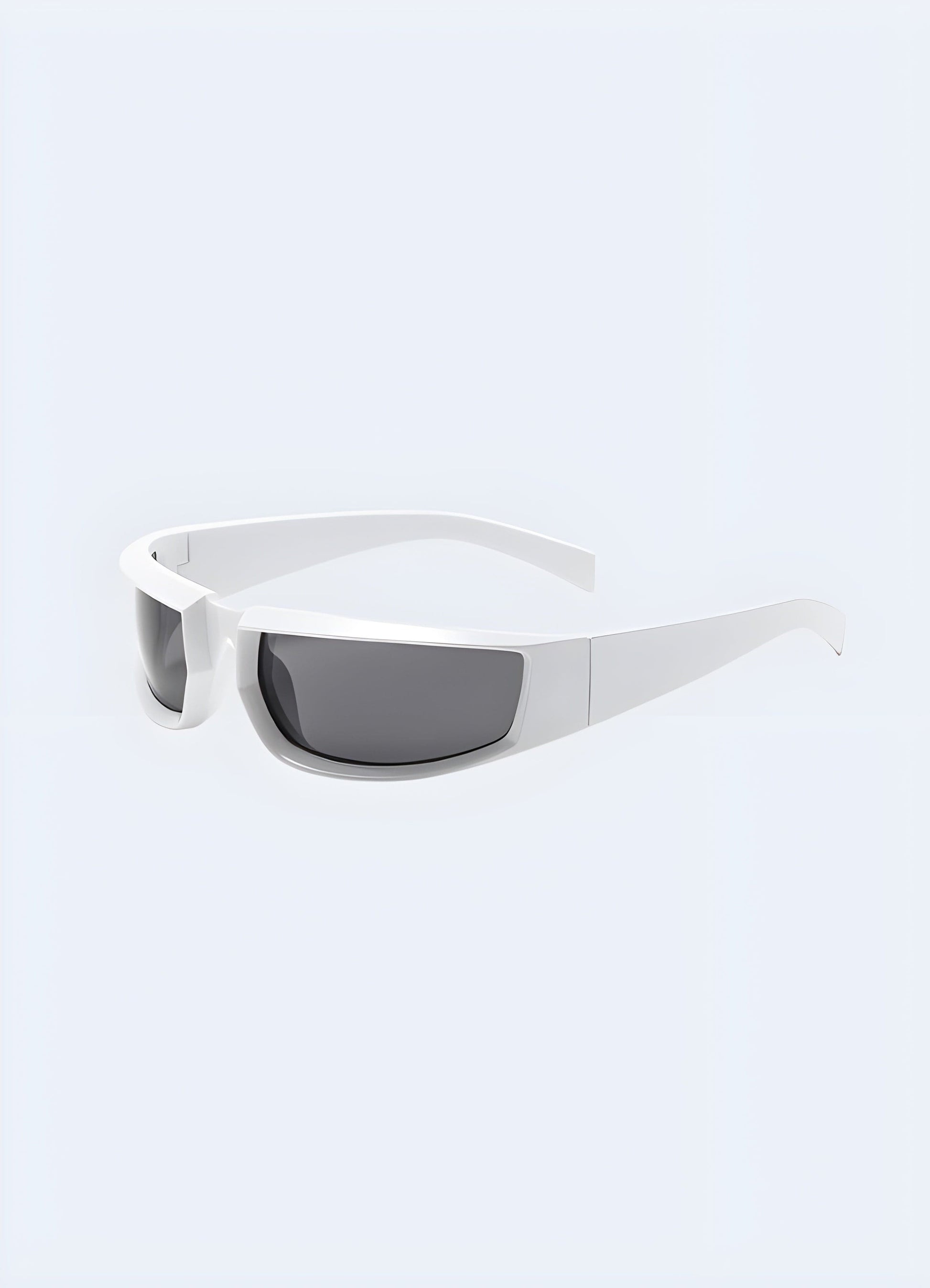 Retro punk sunglasses with black lenses, providing a classic and edgy aesthetic, viewed from the front and side in the UK.