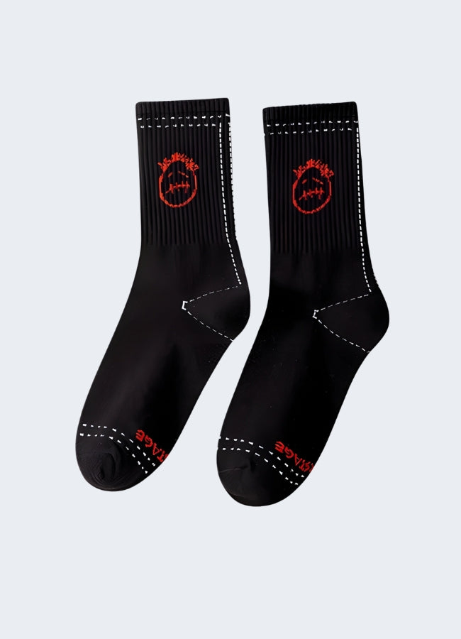 Sad face socks featuring a unique and expressive design, perfect for adding a touch of quirky style to your UK wardrobe.