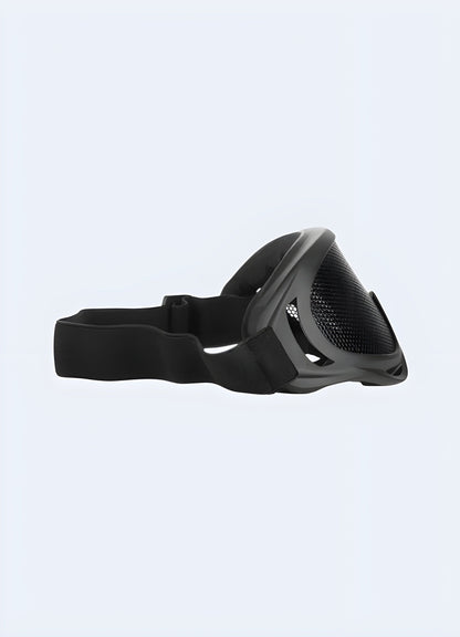 Side view of Scarlxrd goggles, highlighting their distinctive design and features, available in the UK.