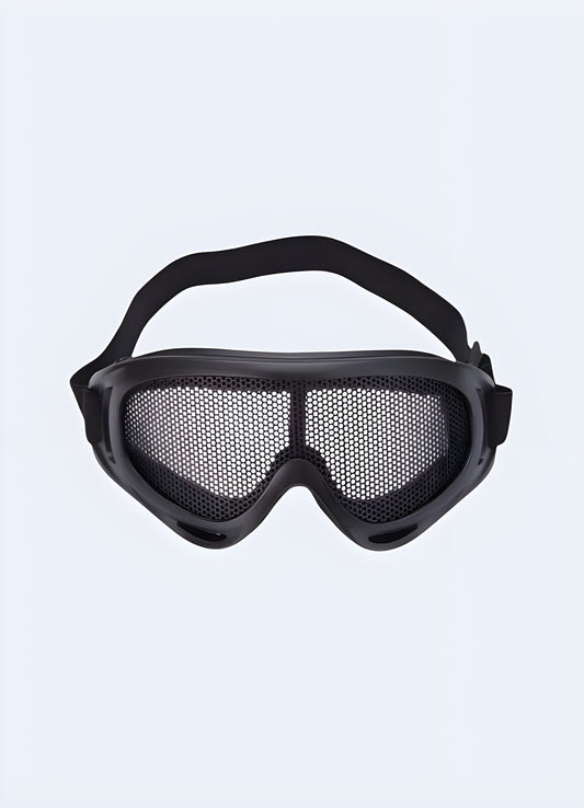 Edgy futuristic protective goggles smoked lens for mysterious look UK.