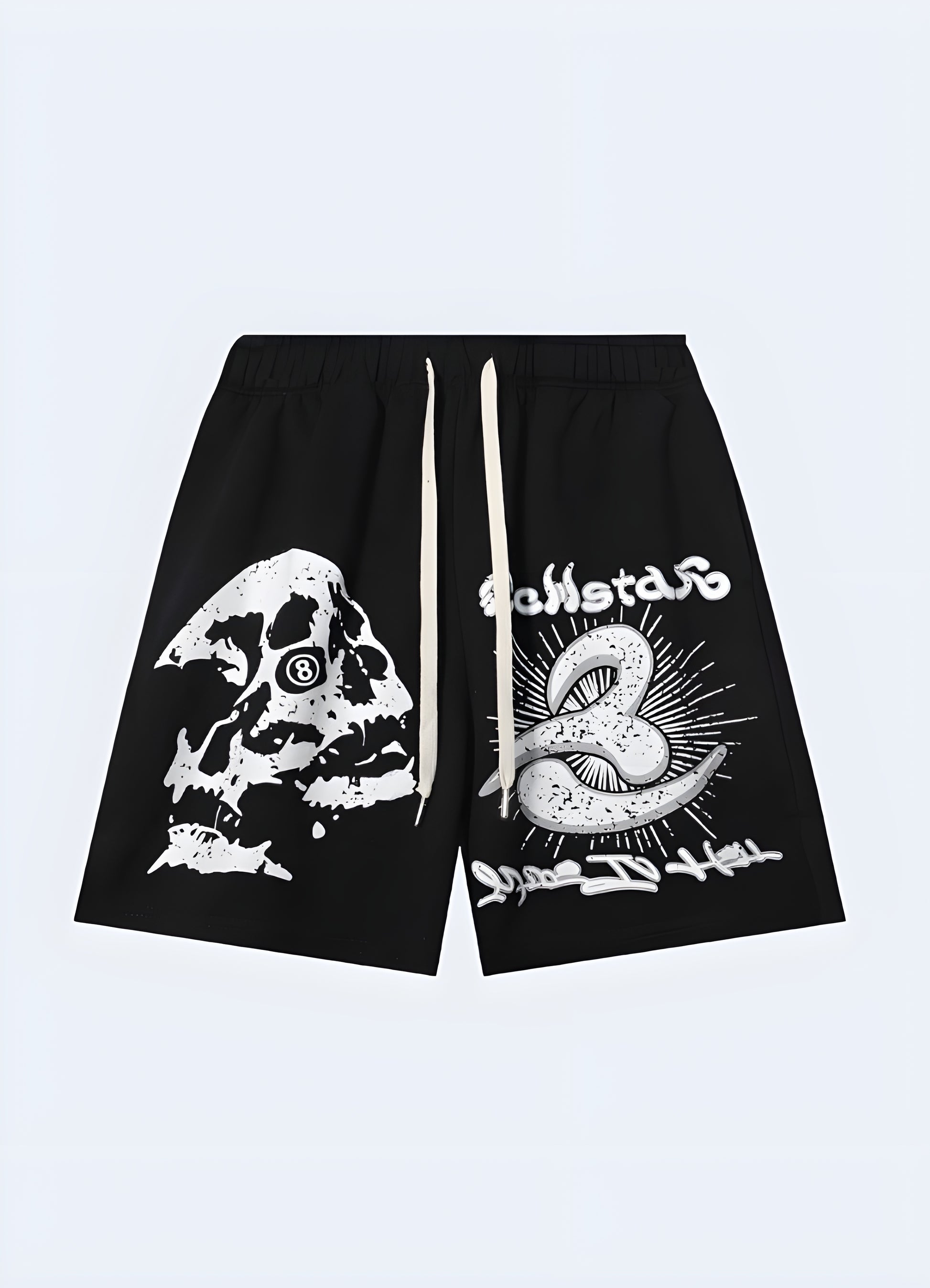 Trendy skeleton shorts for man, perfect for making a bold statement in the UK alternative fashion scene.